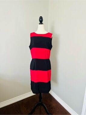 Tommy Hilfiger Black and Hot Pink Sleeveless Midi Sheath Dress